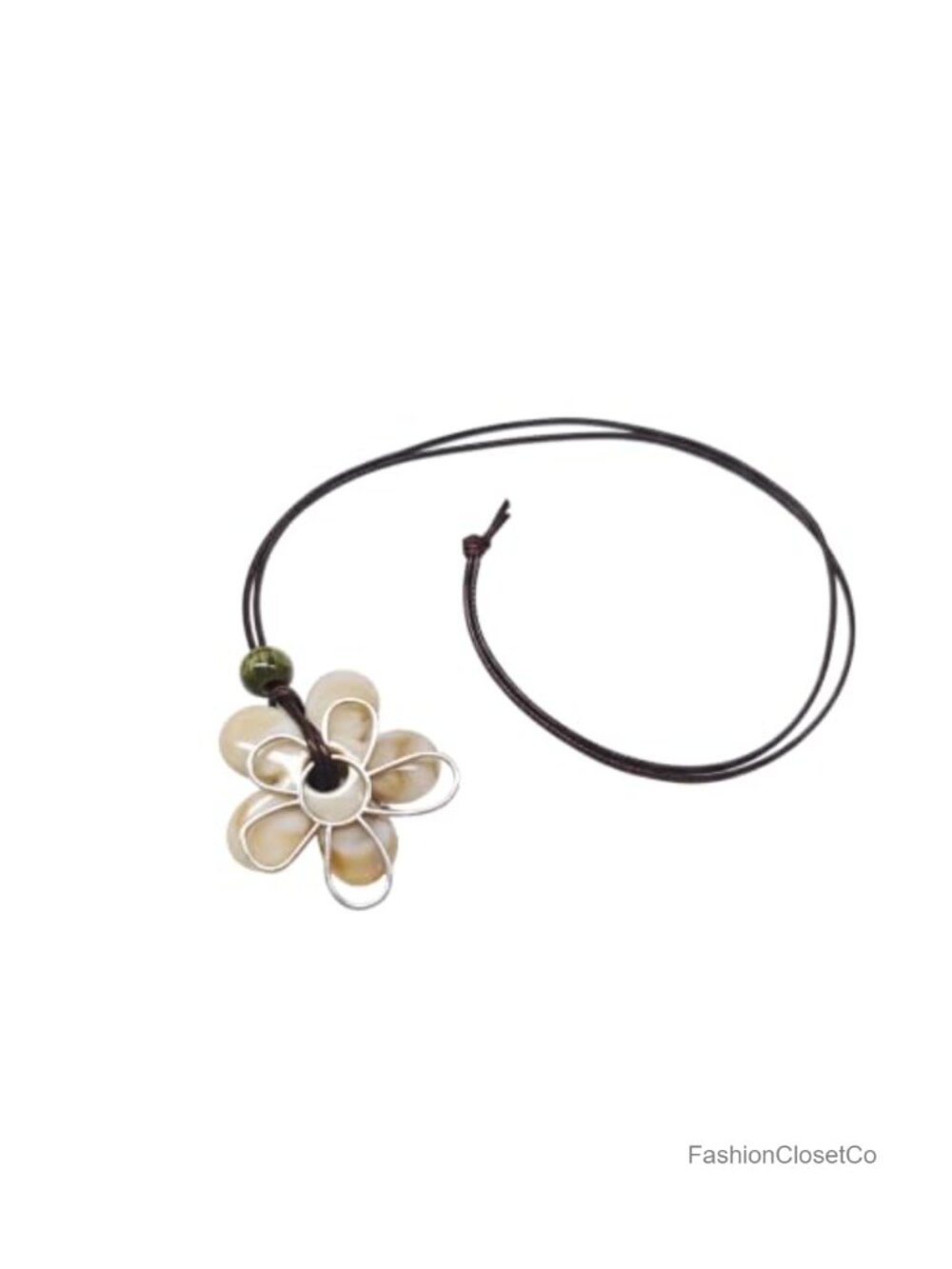 Boho Big Flower Pendant Necklace Cord 18" Statement Floral Charm